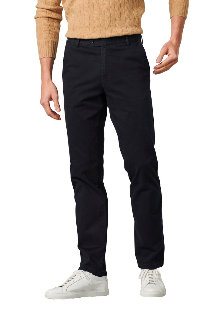 Meyer Oslo Cotton Chino Trousers - Navy