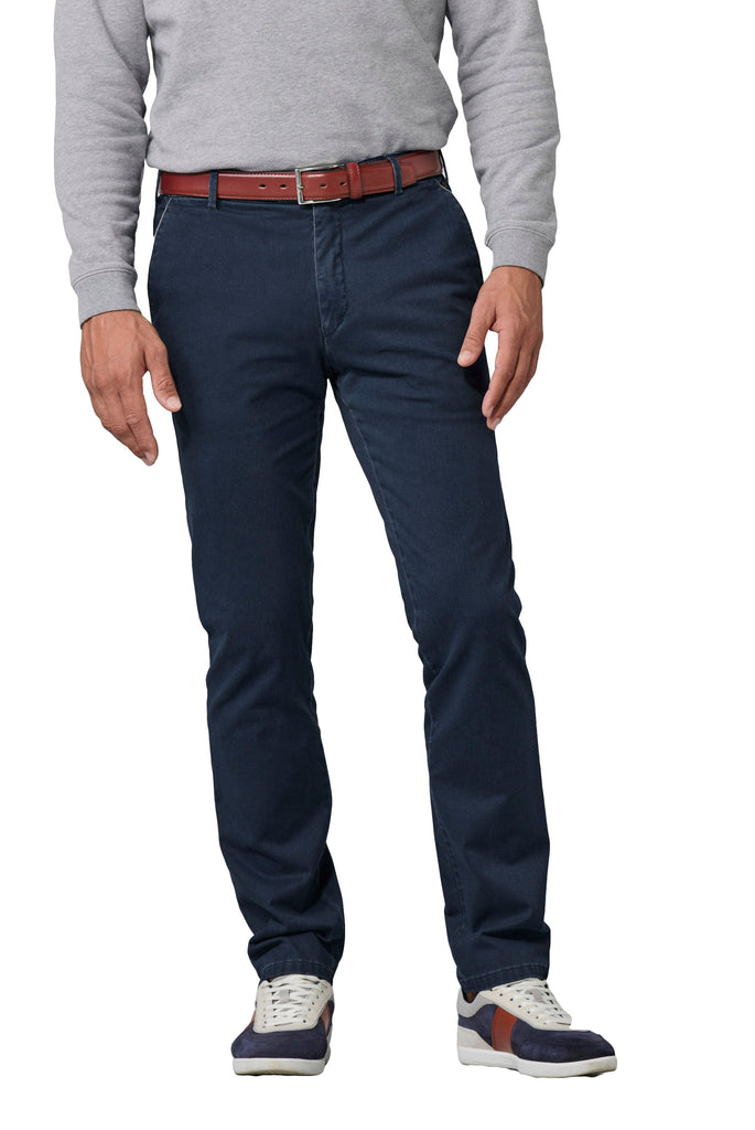 Meyer Oslo Cotton Stretch Twill Trousers - Navy