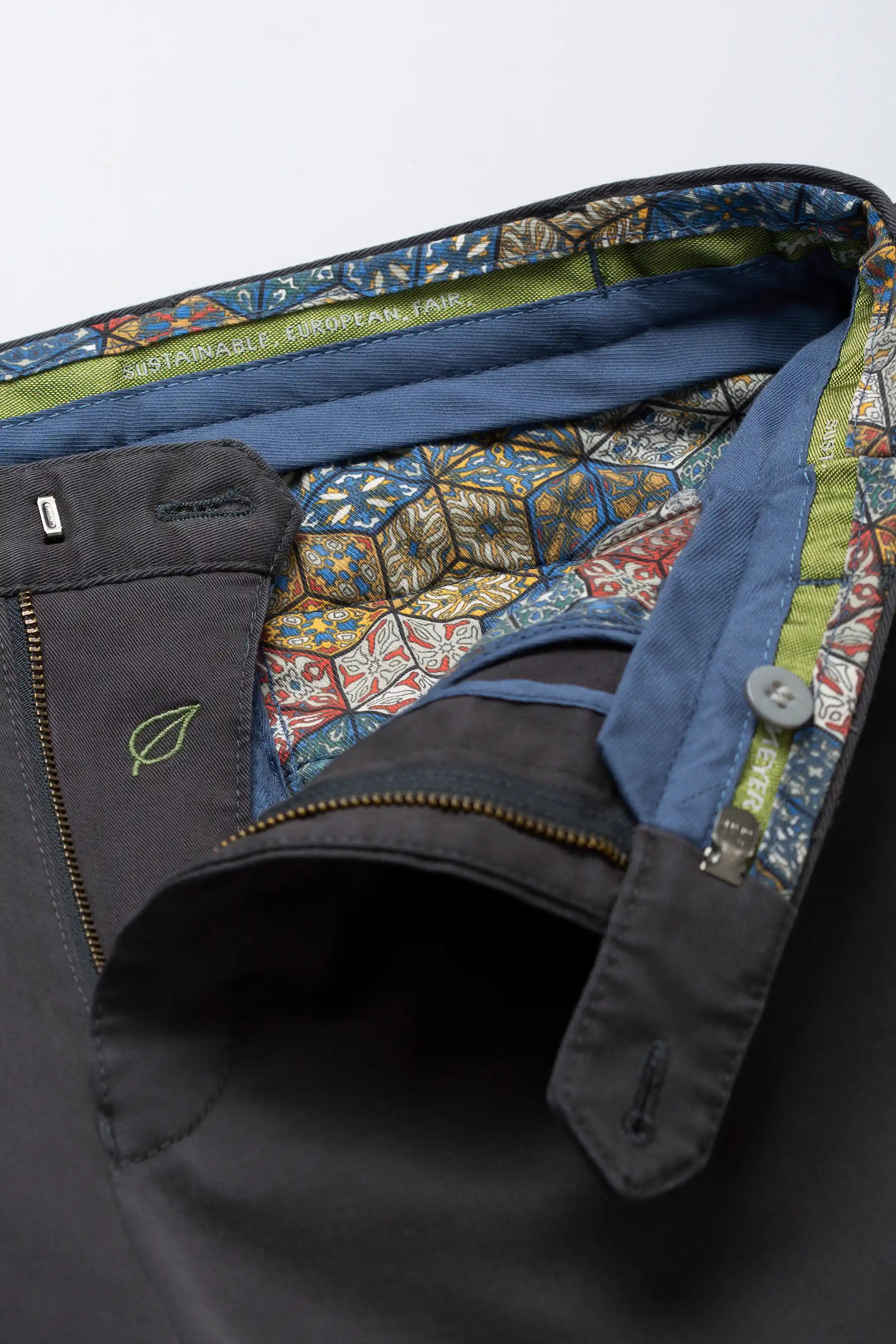 Meyer Oslo Cotton Stretch Waist Chinos - Charcoal