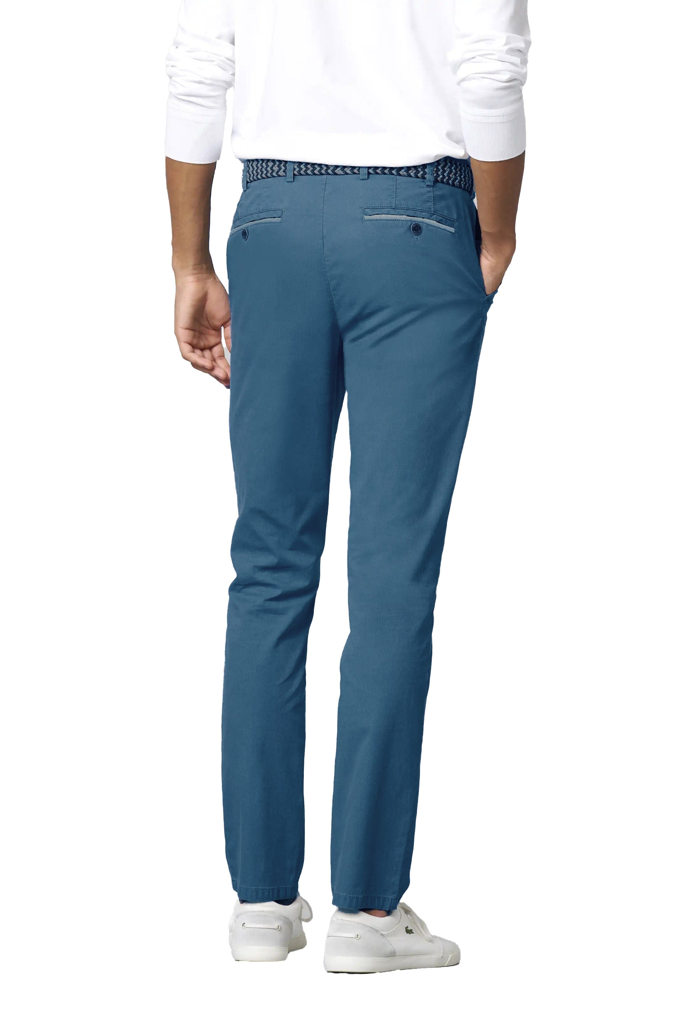 Meyer Oslo Stretch Summer Twill Chinos - Mid Blue
