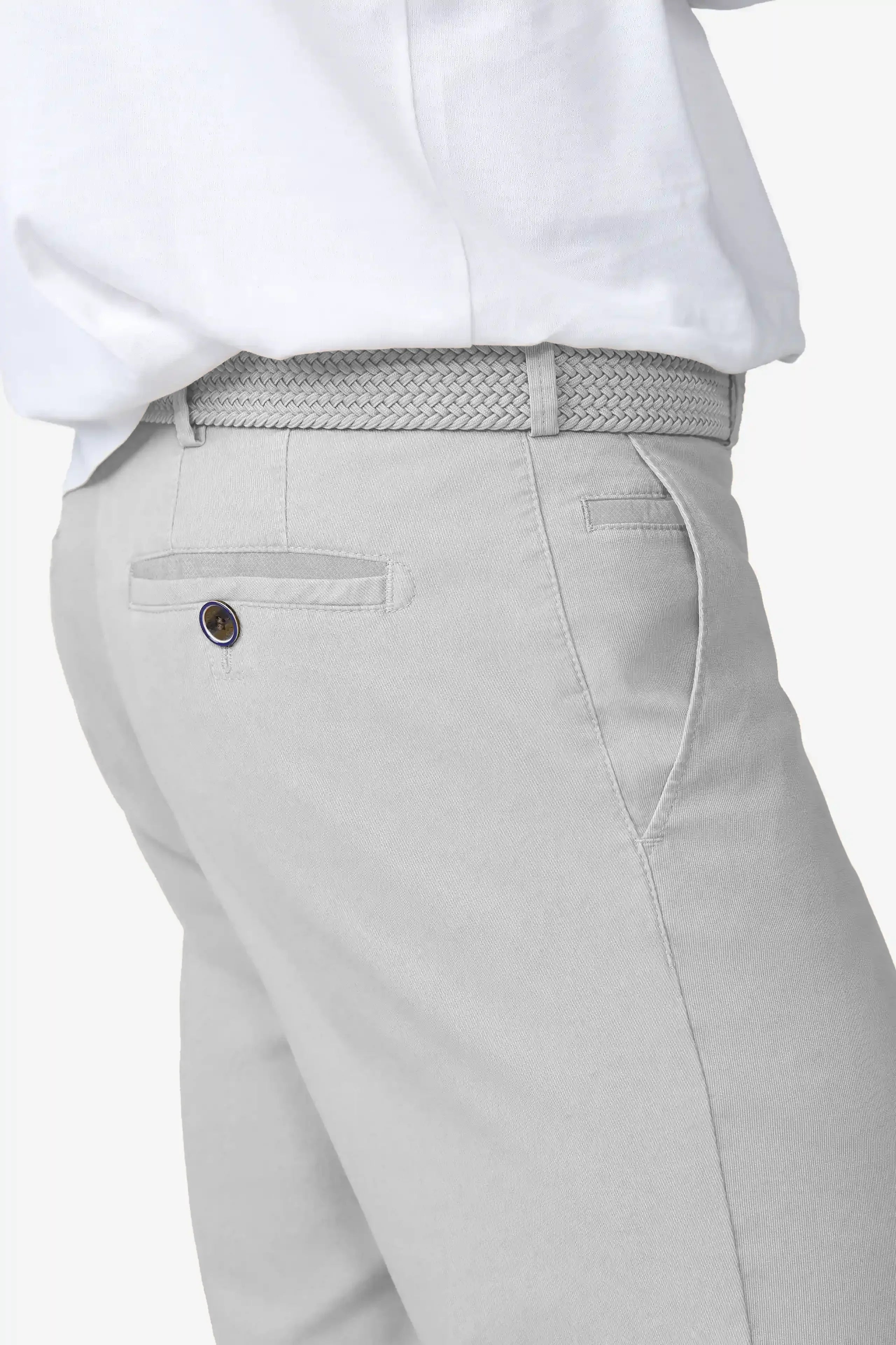 Meyer Oslo Stretch Waist Fine Structure Trousers - Silver Grey