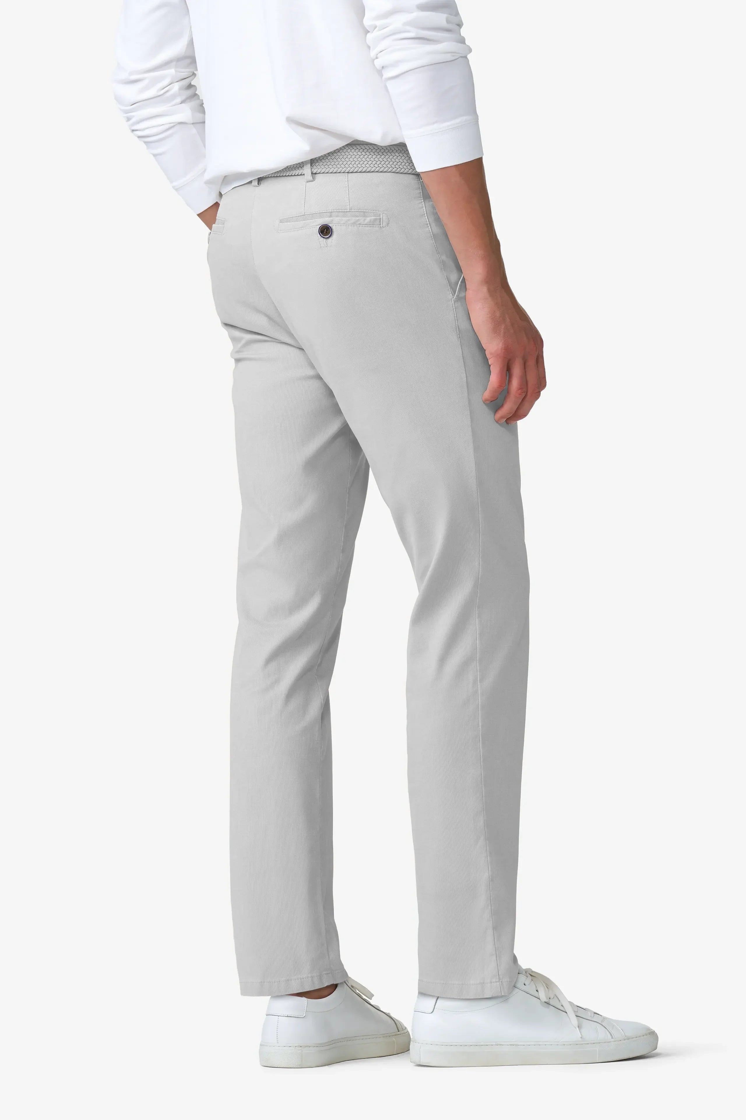 Meyer Oslo Stretch Waist Fine Structure Trousers - Silver Grey