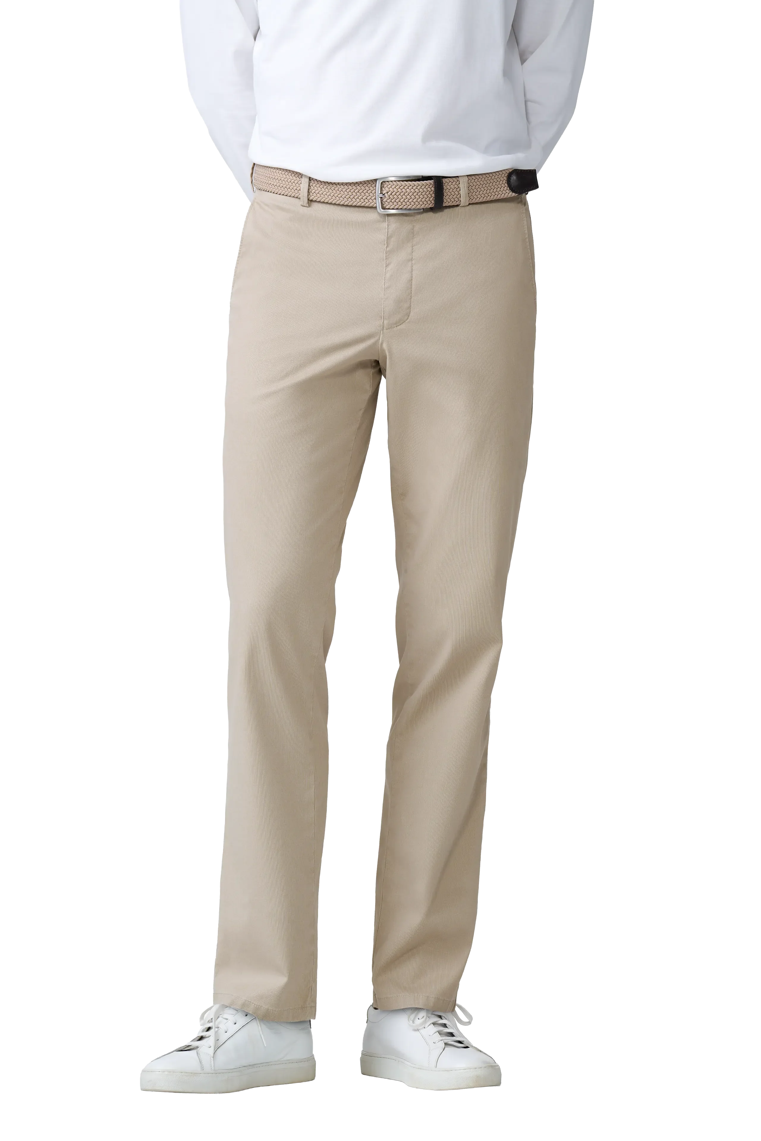 Meyer Oslo Stretch Waist Fine Texture Trousers - Beige