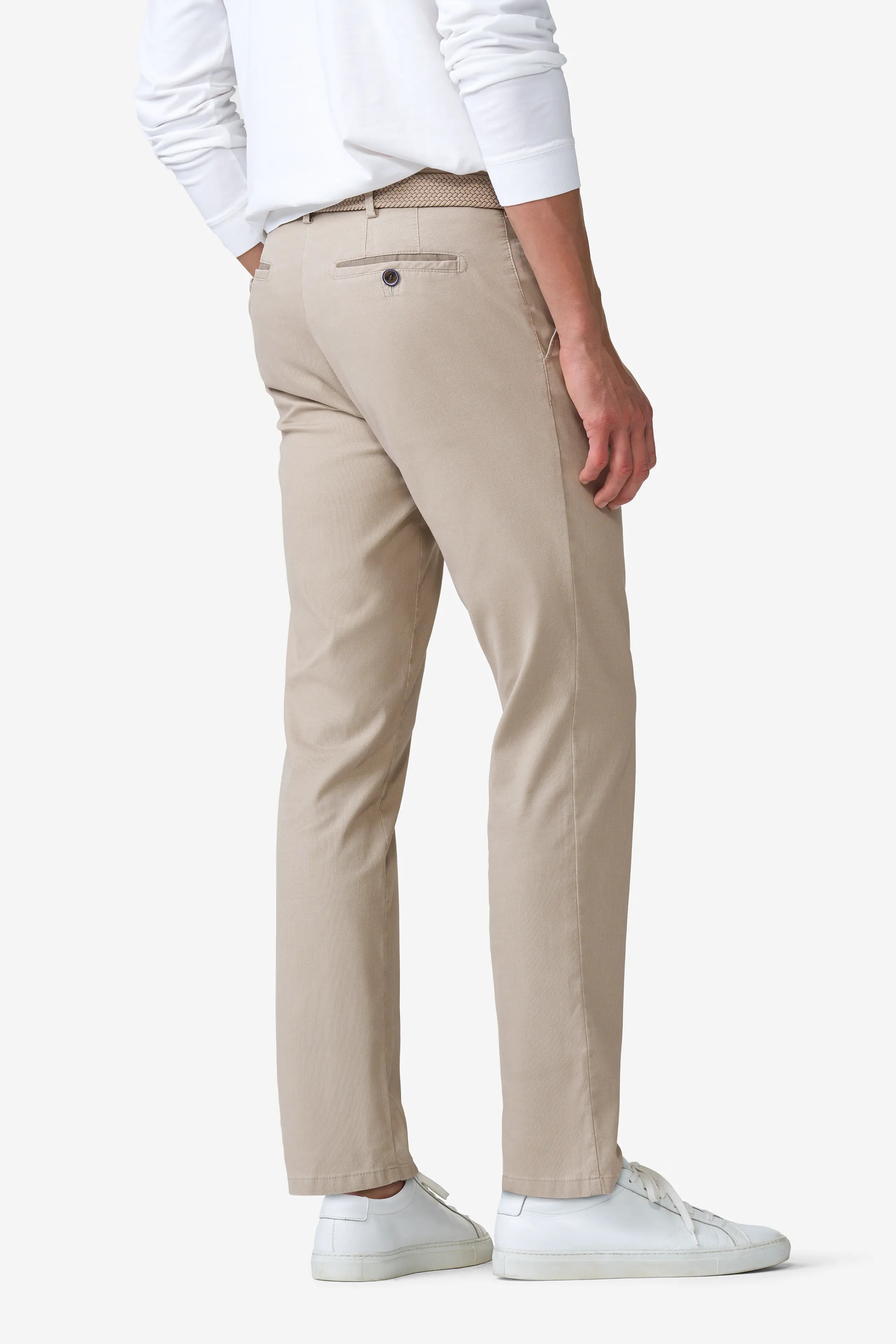 Meyer Oslo Stretch Waist Fine Texture Trousers - Beige