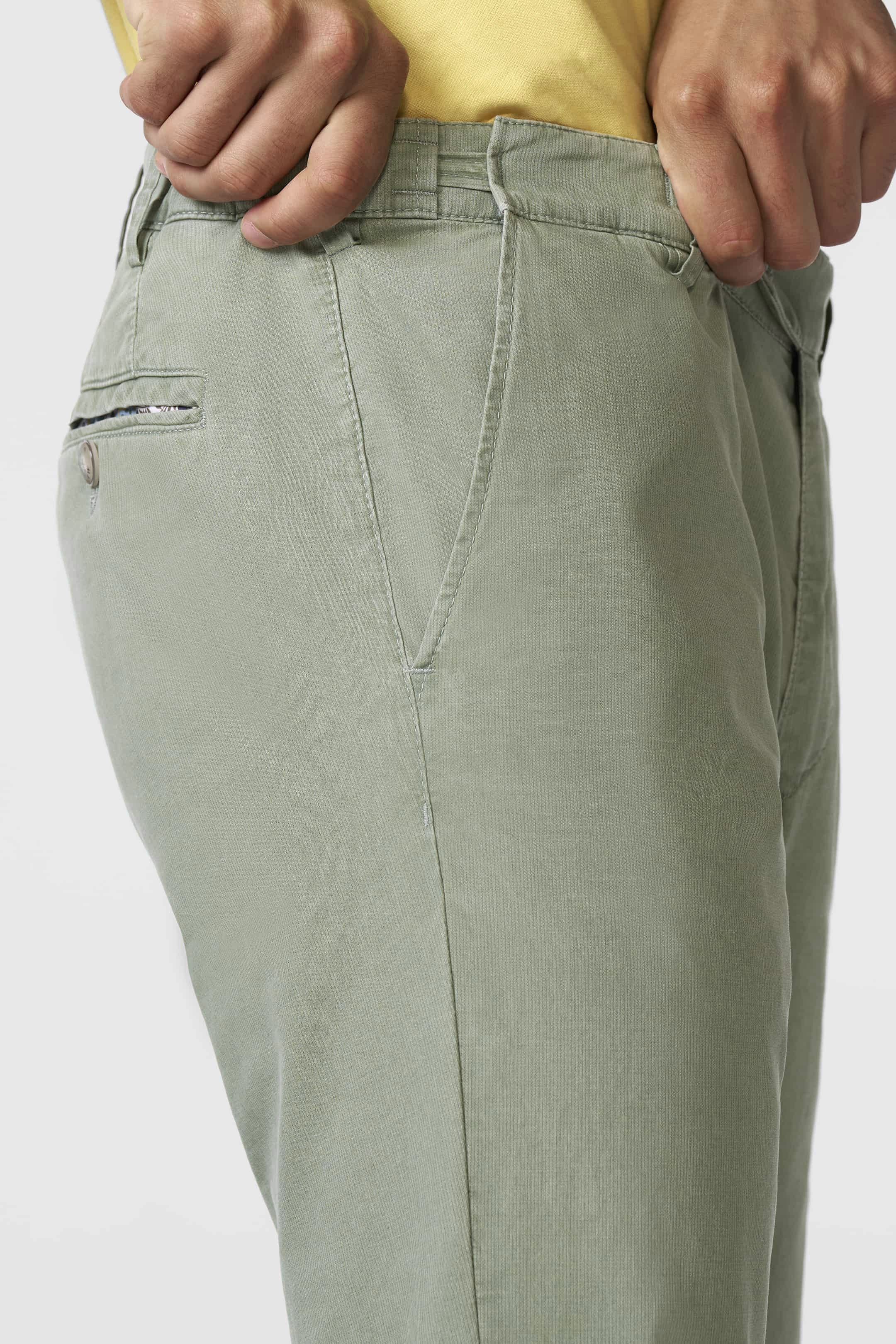 Meyer Oslo Stretch Waist Micro Cotton Summer Chinos - Washed Sage