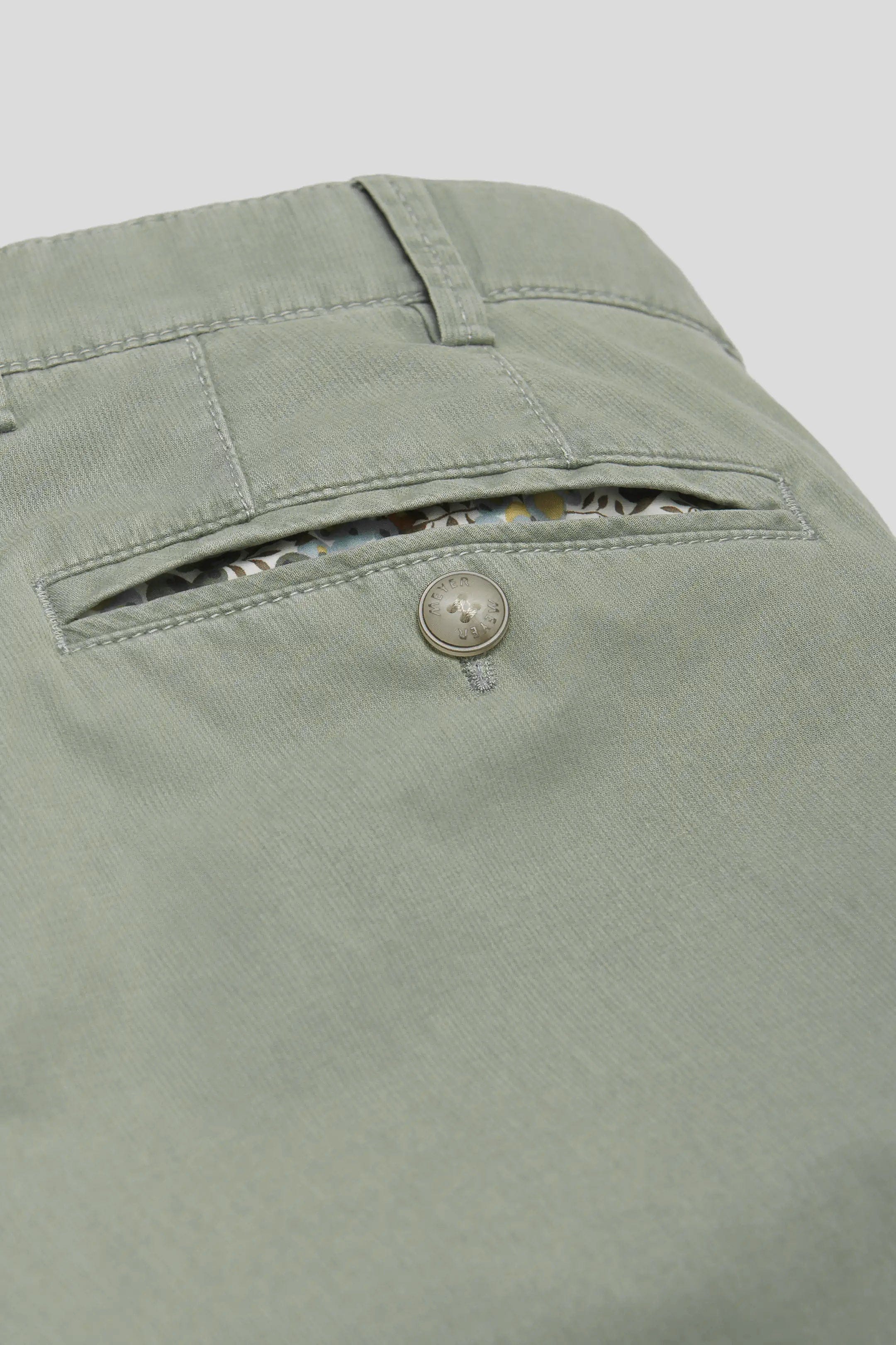 Meyer Oslo Stretch Waist Micro Cotton Summer Chinos - Washed Sage