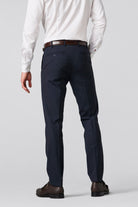 Meyer Oslo Wool Blend Stretch Waist Formal Trousers - Navy