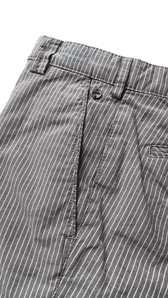 Meyer Palma Cotton Stretch Chino Shorts - Grey/White Pinstripe