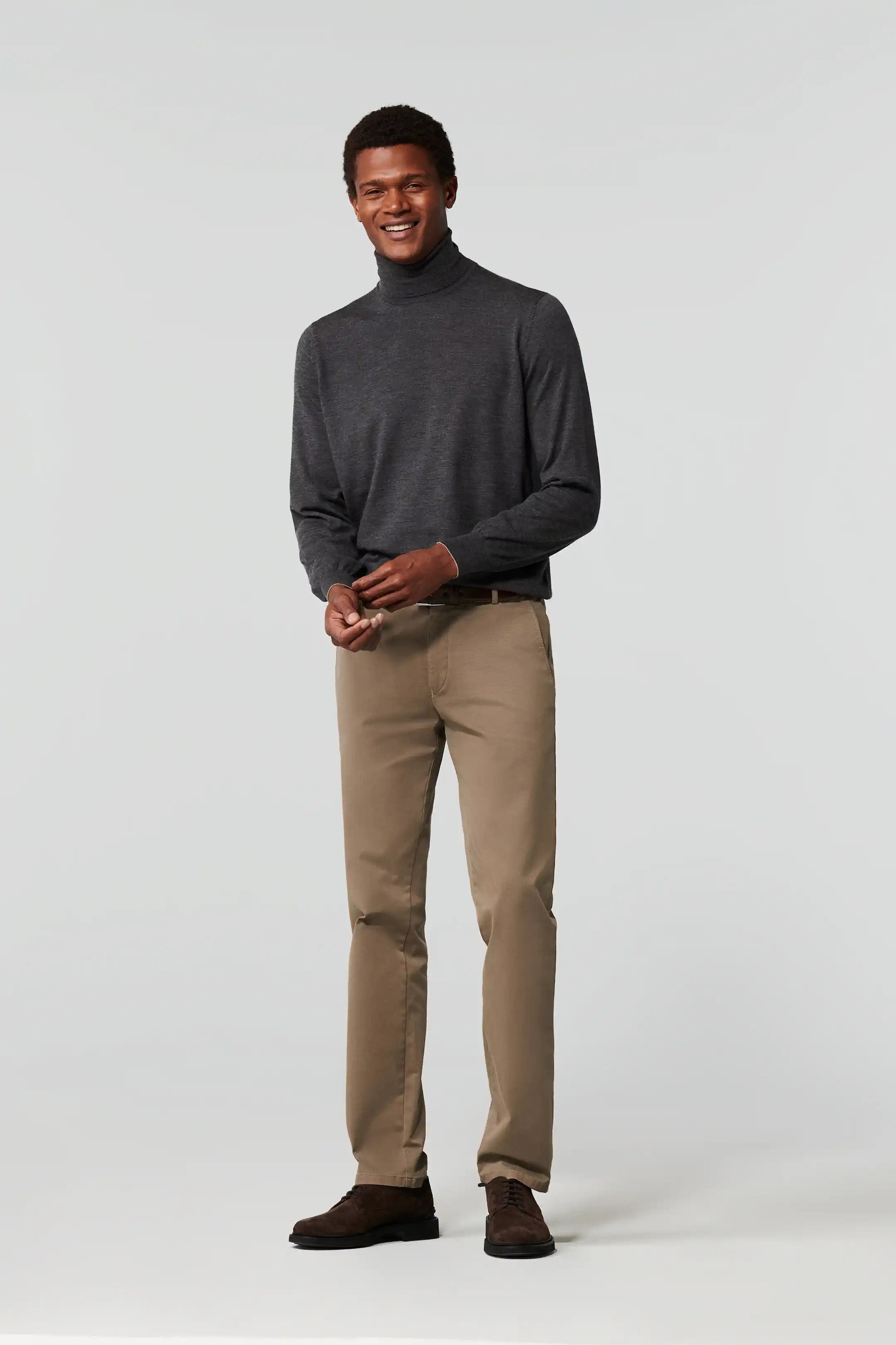 Meyer Roma Cotton Stretch Regular Chinos - Beige