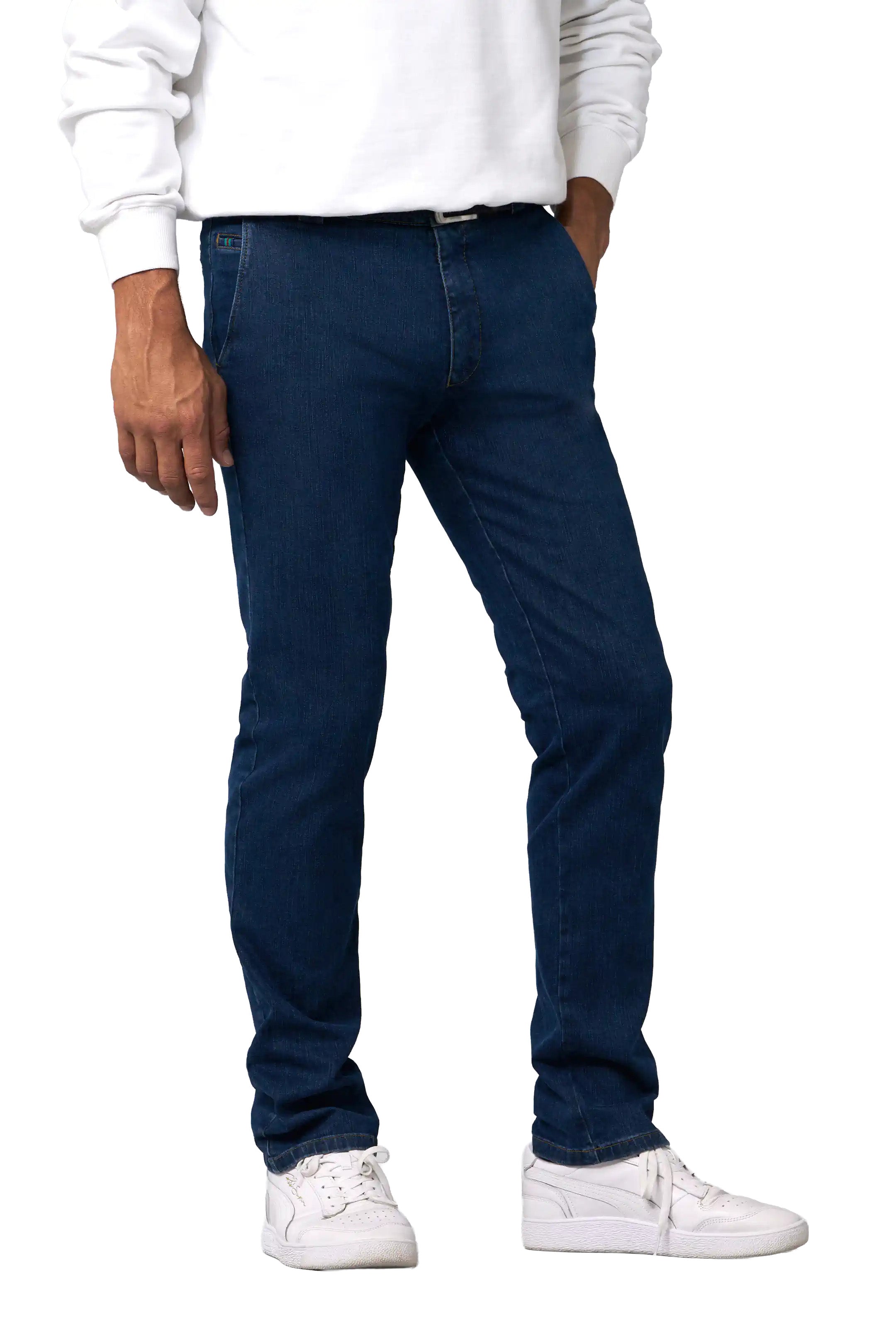 Meyer Roma Cotton Stretch Regular Denim Trousers - Blue Stone