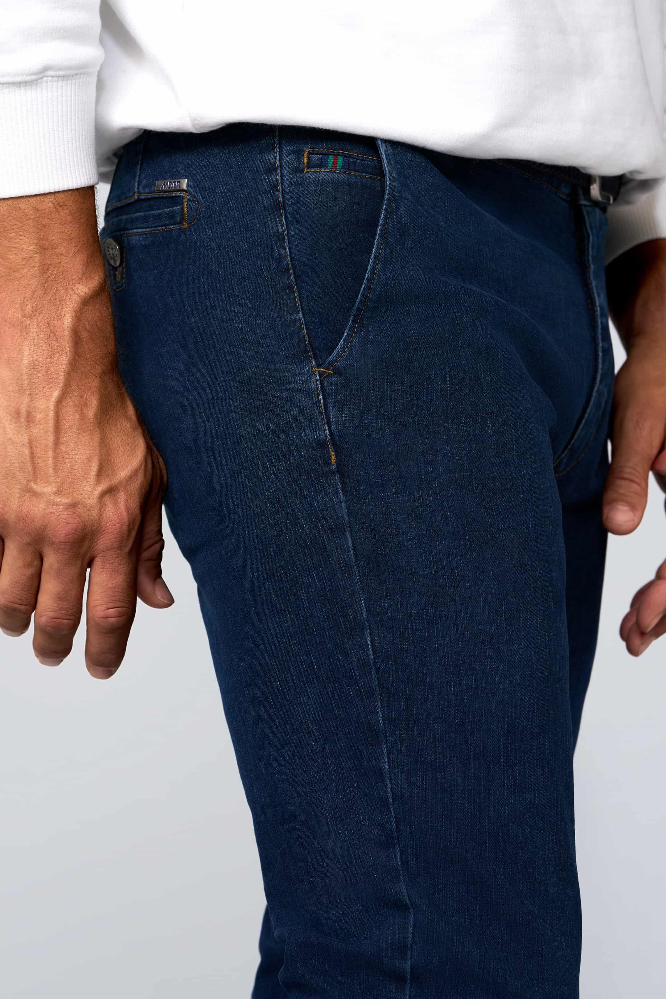 Meyer Roma Cotton Stretch Regular Denim Trousers - Blue Stone