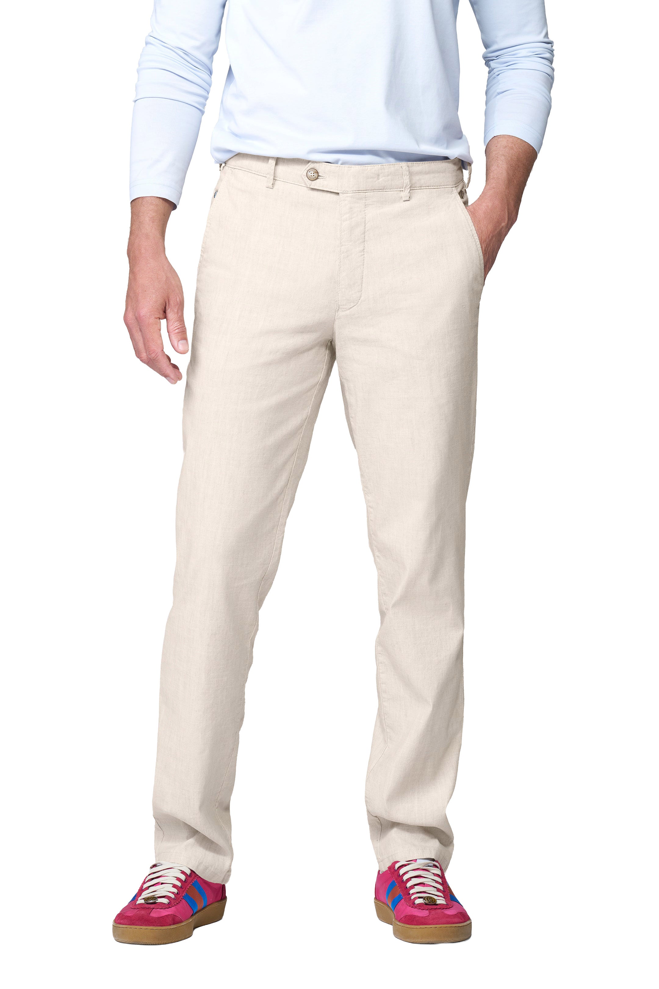 Meyer Roma Linen/Cotton Stretch Trouser - Beige