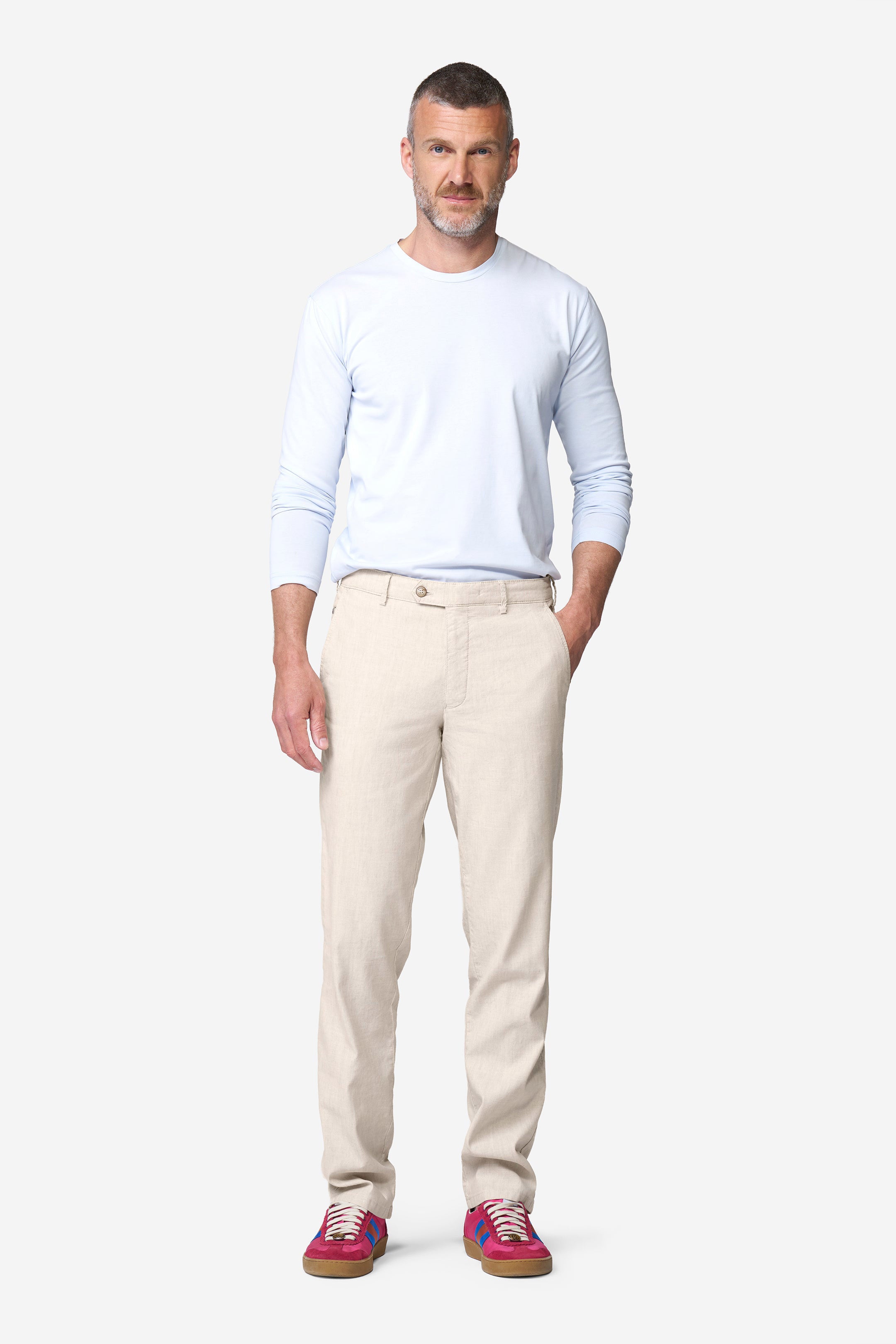 Meyer Roma Linen/Cotton Stretch Trouser - Beige