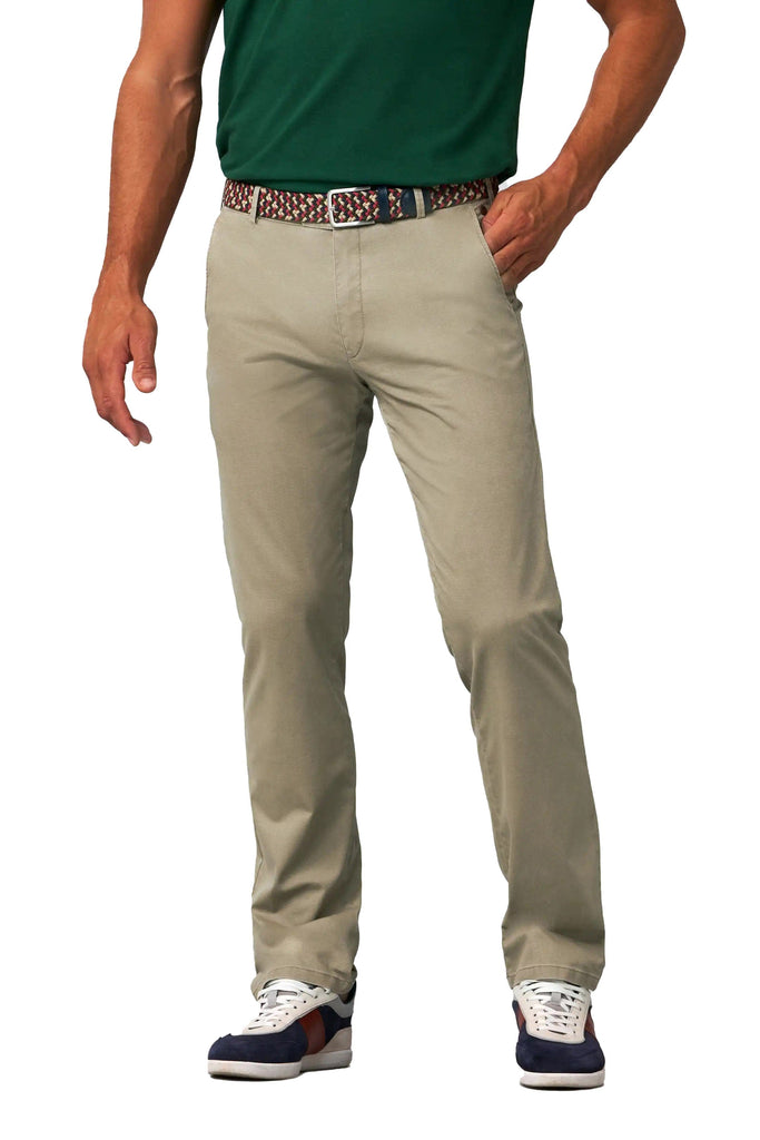 Meyer Roma Micro Structure Cotton Stretch Chinos - Stone