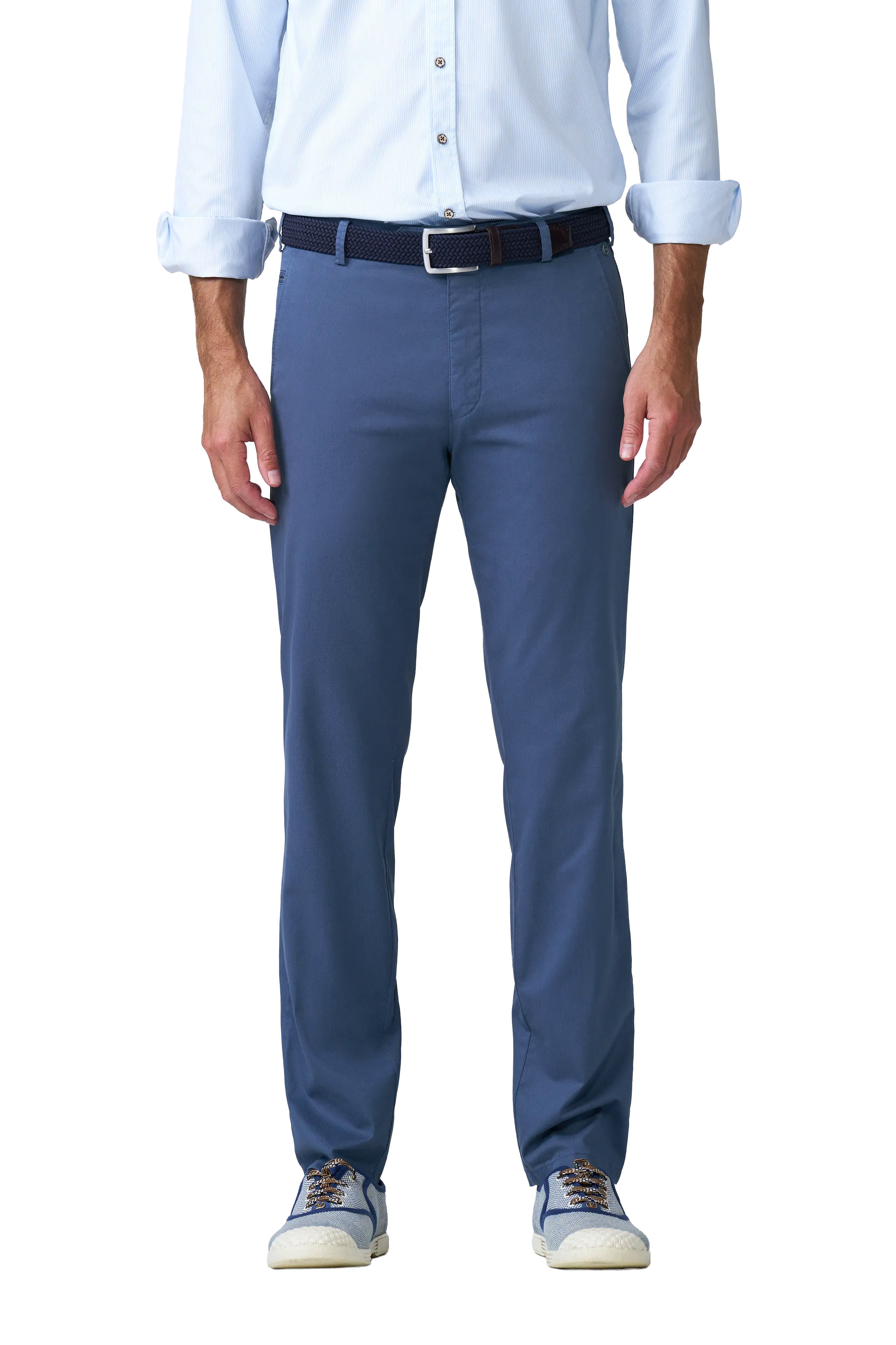 Meyer Roma Stretch Fine Micro Print Trousers - Blue