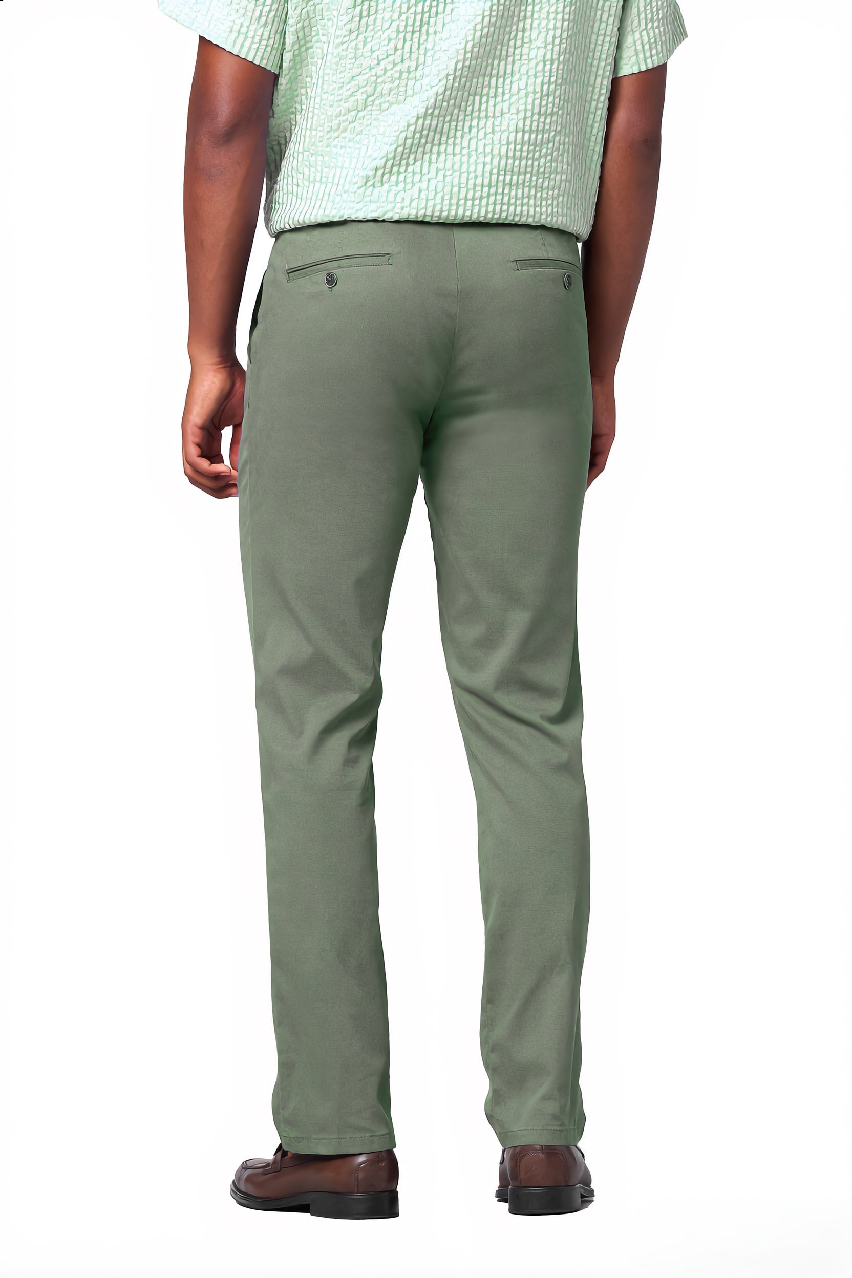Meyer Roma Stretch Fine Structure Chino Trousers - Sage Green