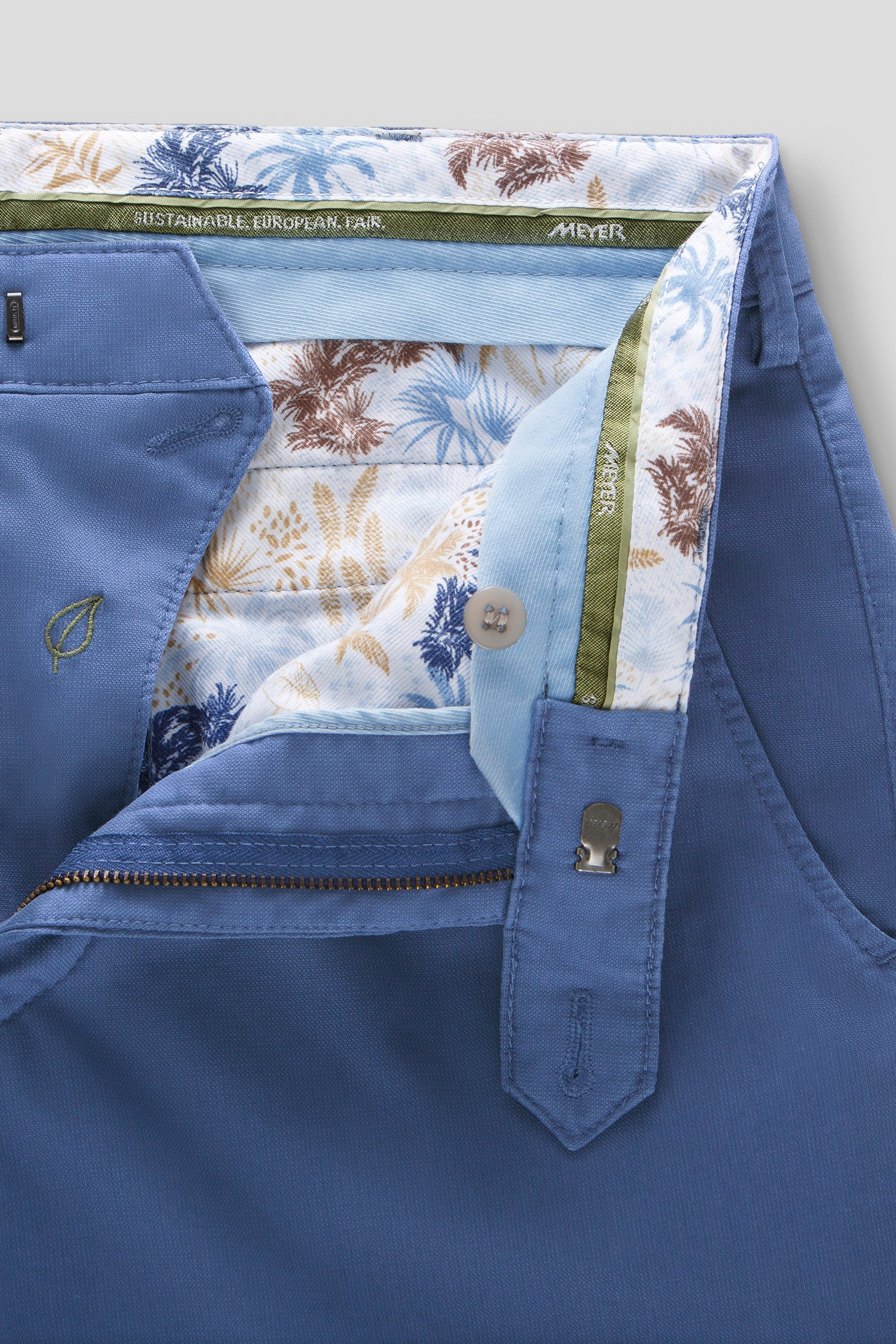 Meyer Roma Stretch Fine Structure Chinos - Blue