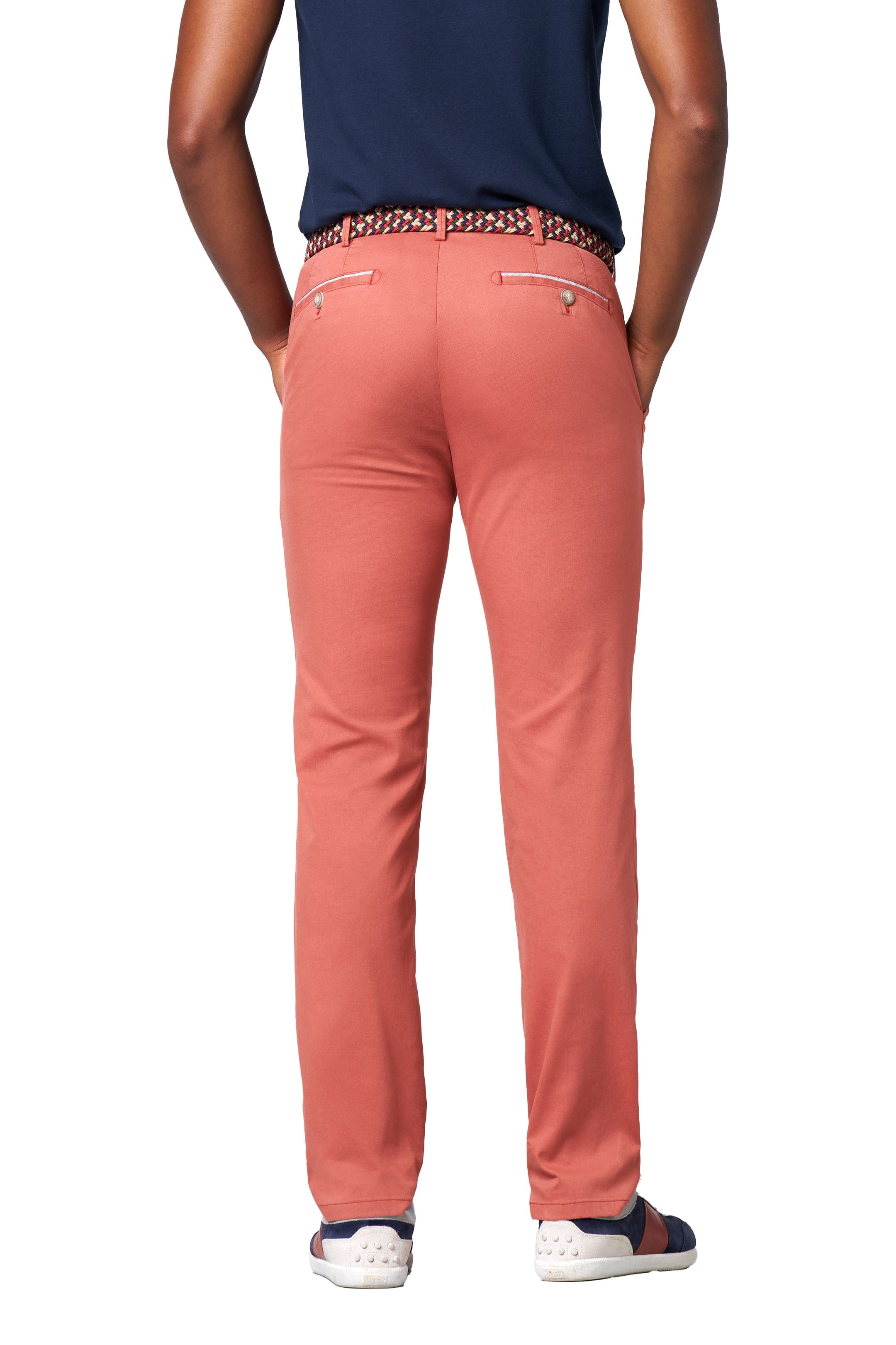 Meyer Roma Stretch Fine Structure Chinos - Terracotta