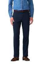 Meyer Roma Stretch Fine Texture Chino Trousers - Navy