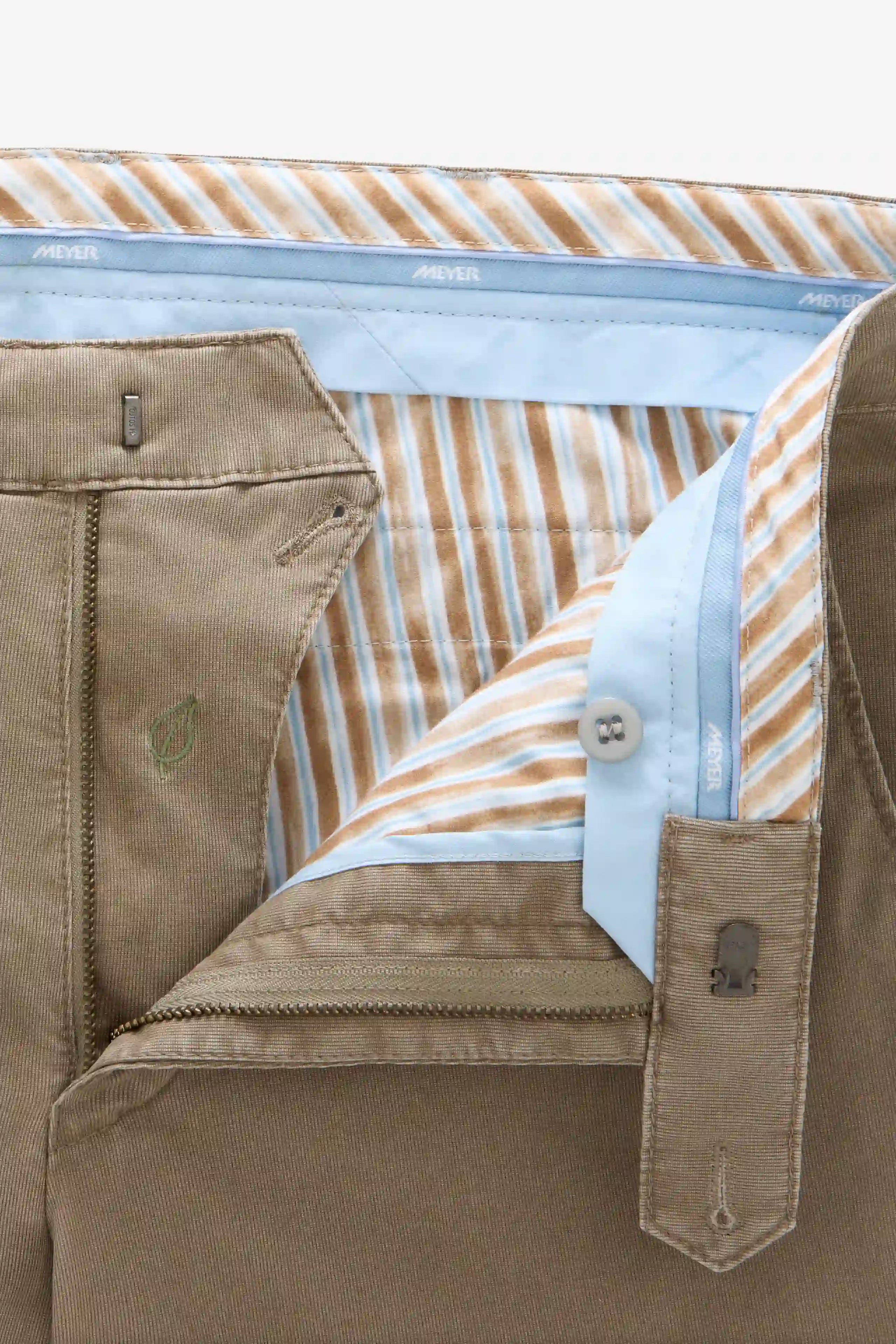 Meyer Roma Stretch Fine Texture Chino Trousers - Taupe