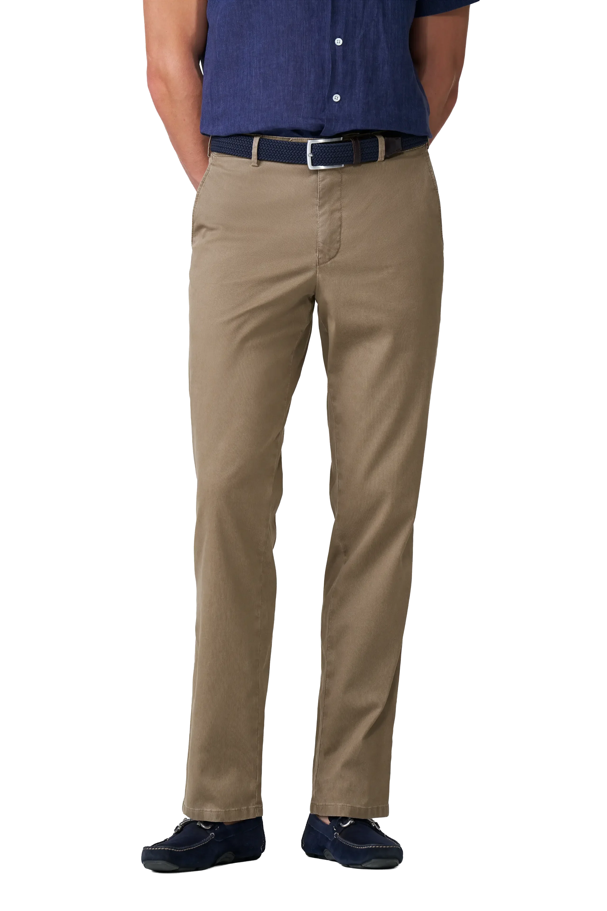 Meyer Roma Stretch Fine Texture Chino Trousers - Taupe