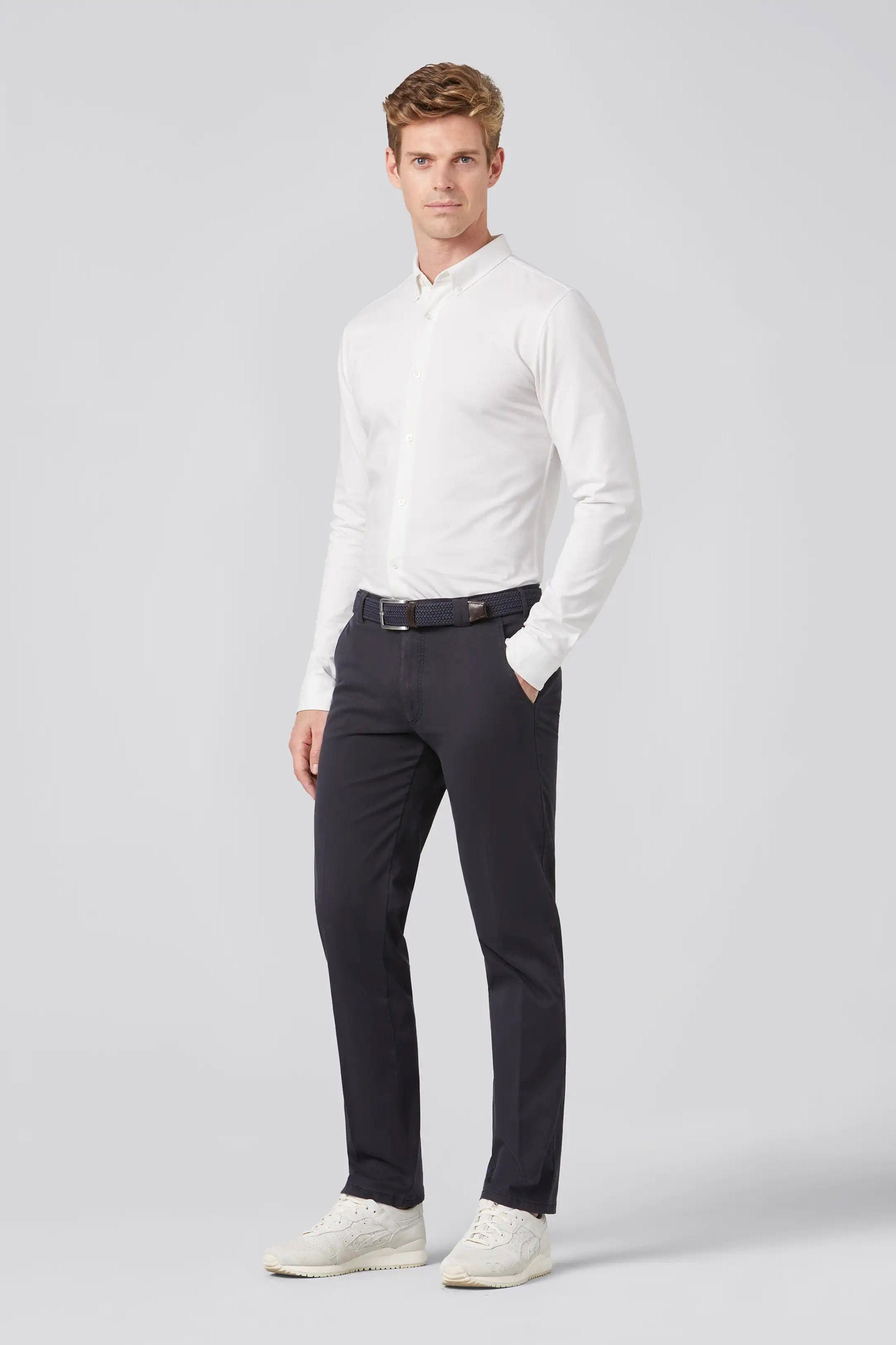 Meyer Roma Super Soft Cotton Chino Trousers - Navy