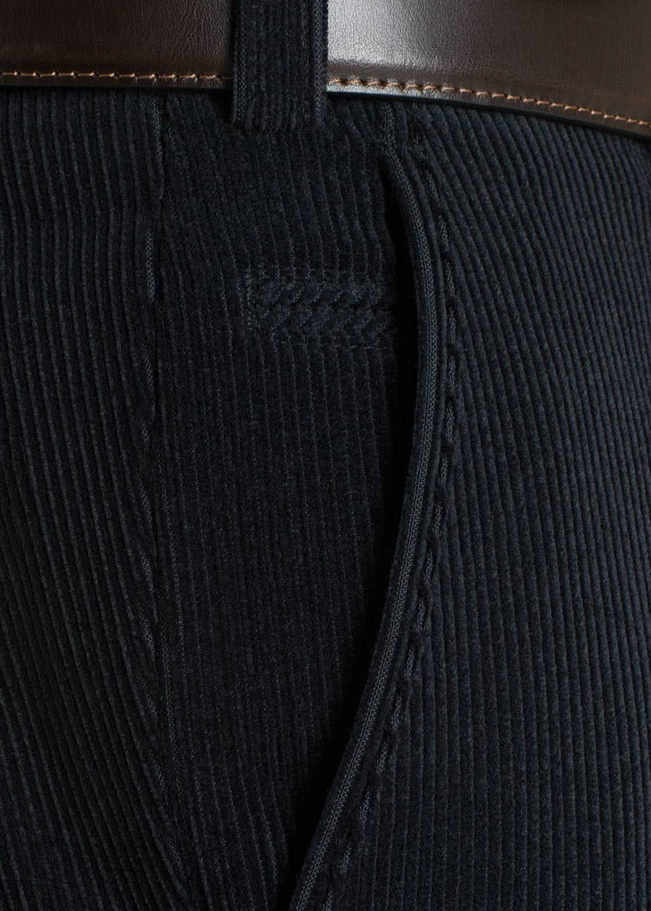 Meyer Roma Trevira Wool Cord Trousers - Navy