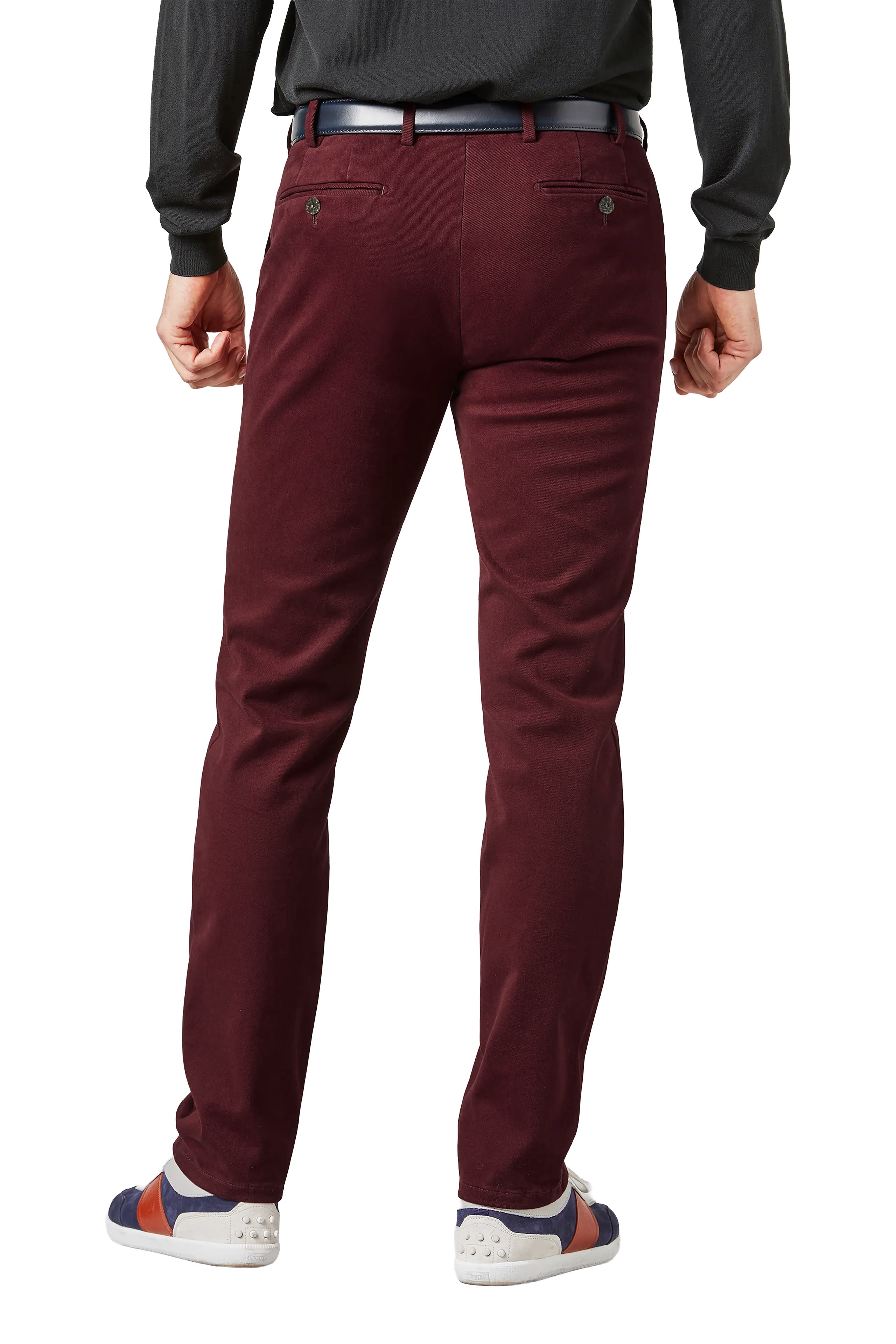Meyer Silverstone Cotton Stretch Twill Chino Trousers - Burgundy