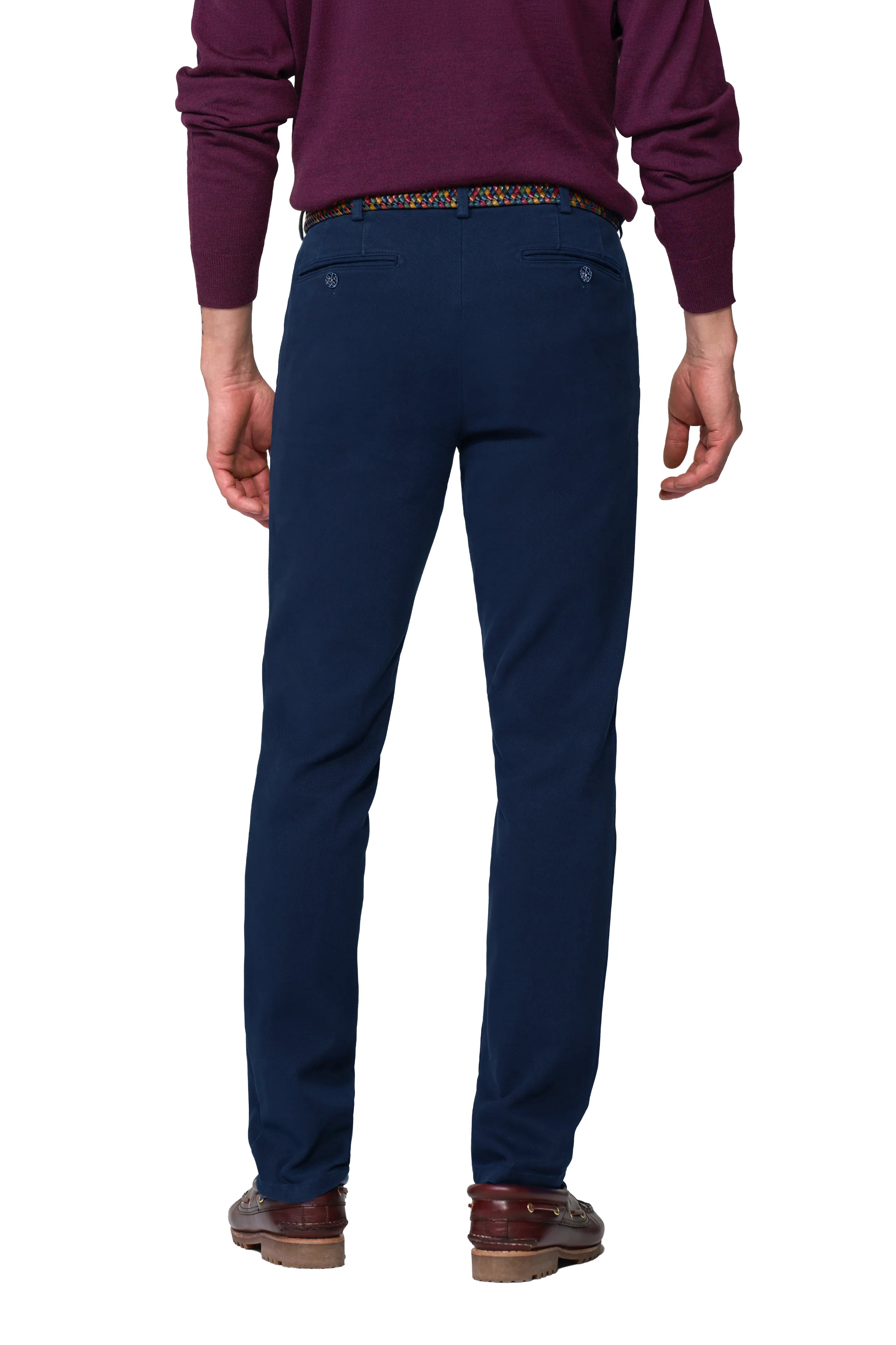 Meyer Silverstone Cotton Stretch Twill Chino Trousers - Deep Blue