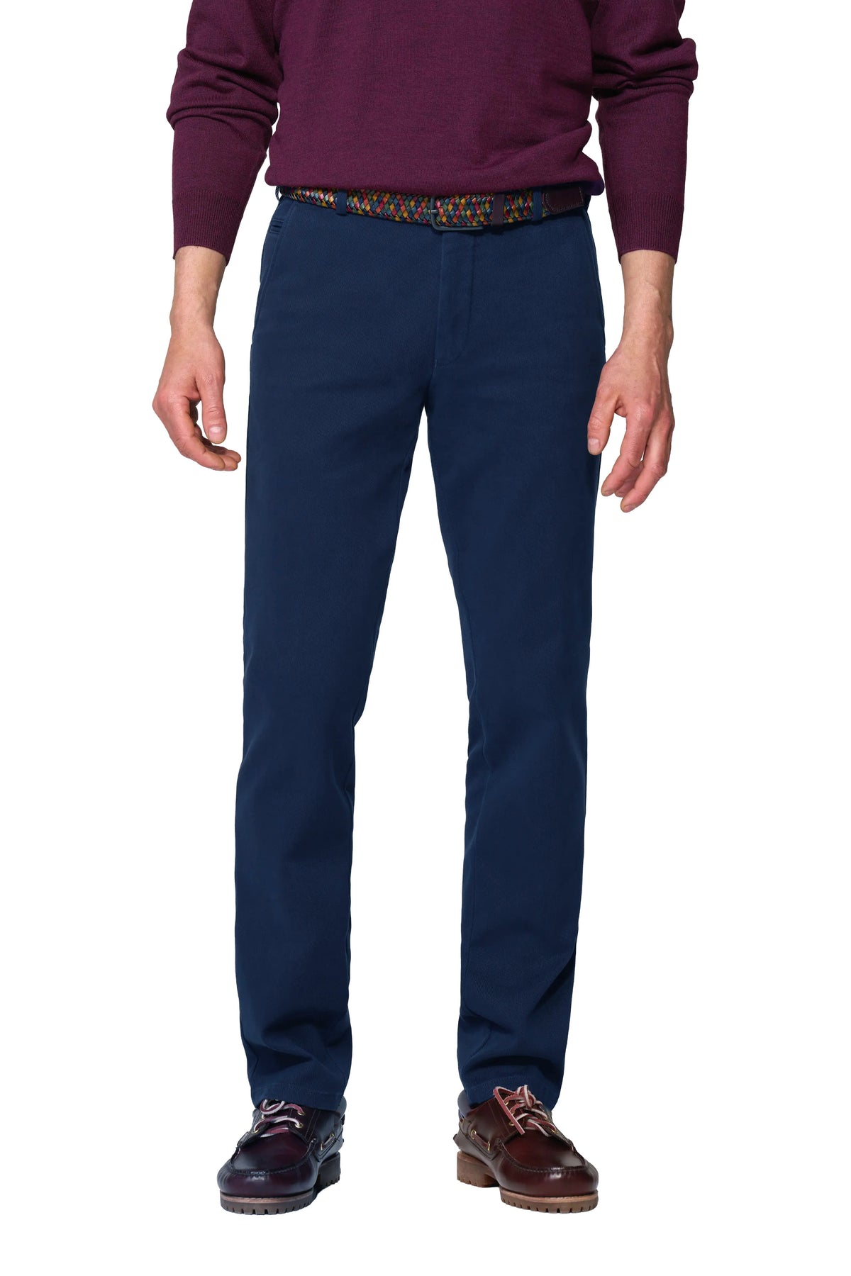 Meyer Silverstone Cotton Stretch Twill Chino Trousers - Deep Blue