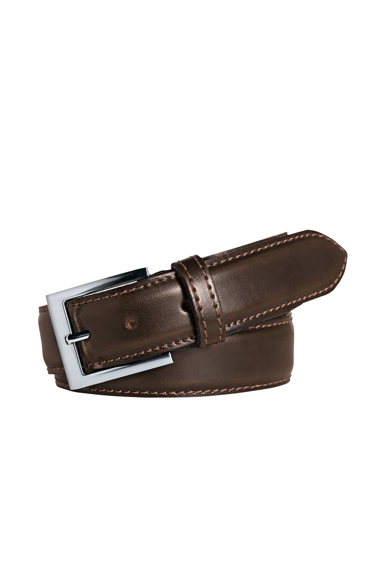 Meyer Stretch Leather Belt - Brown