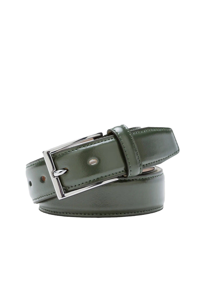 Meyer Stretch Leather Belt -  Dark Green