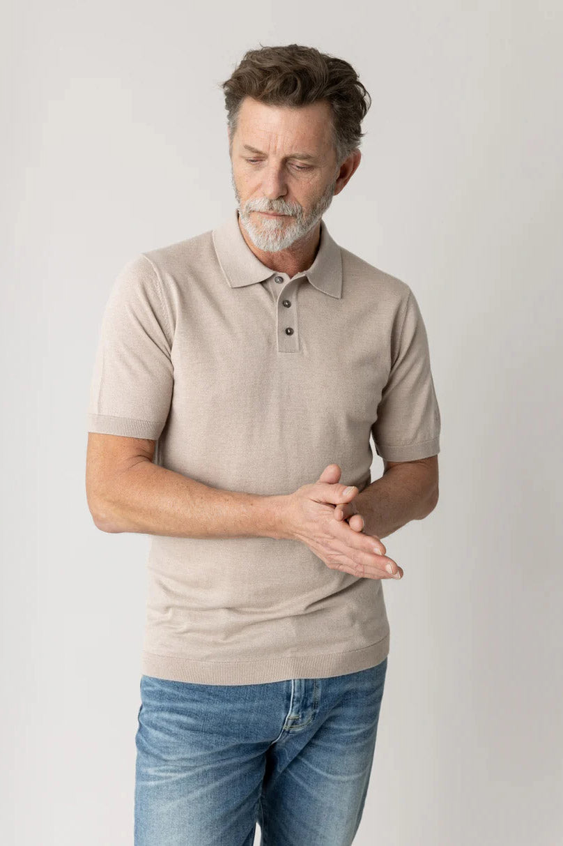 Mos Mosh Adam Soft Wool/Silk Knitted Polo - Soft Kit