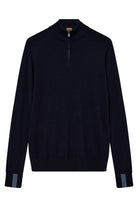 Mos Mosh Adam Wool Blend Quarter Zip Knit - Navy