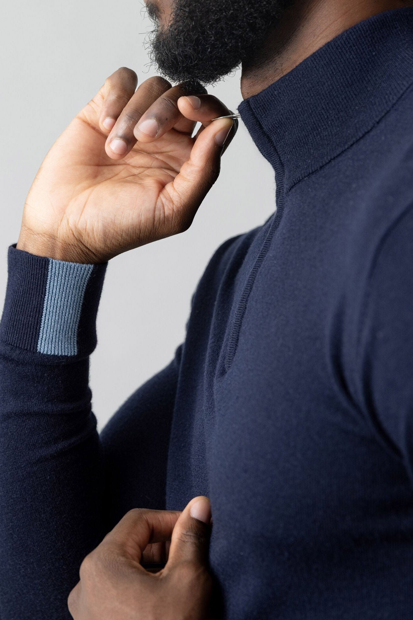 Mos Mosh Adam Wool Blend Quarter Zip Knit - Navy