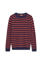 Mos Mosh Carlos Stripe Crew Neck Knit - Indigo Blue Melange