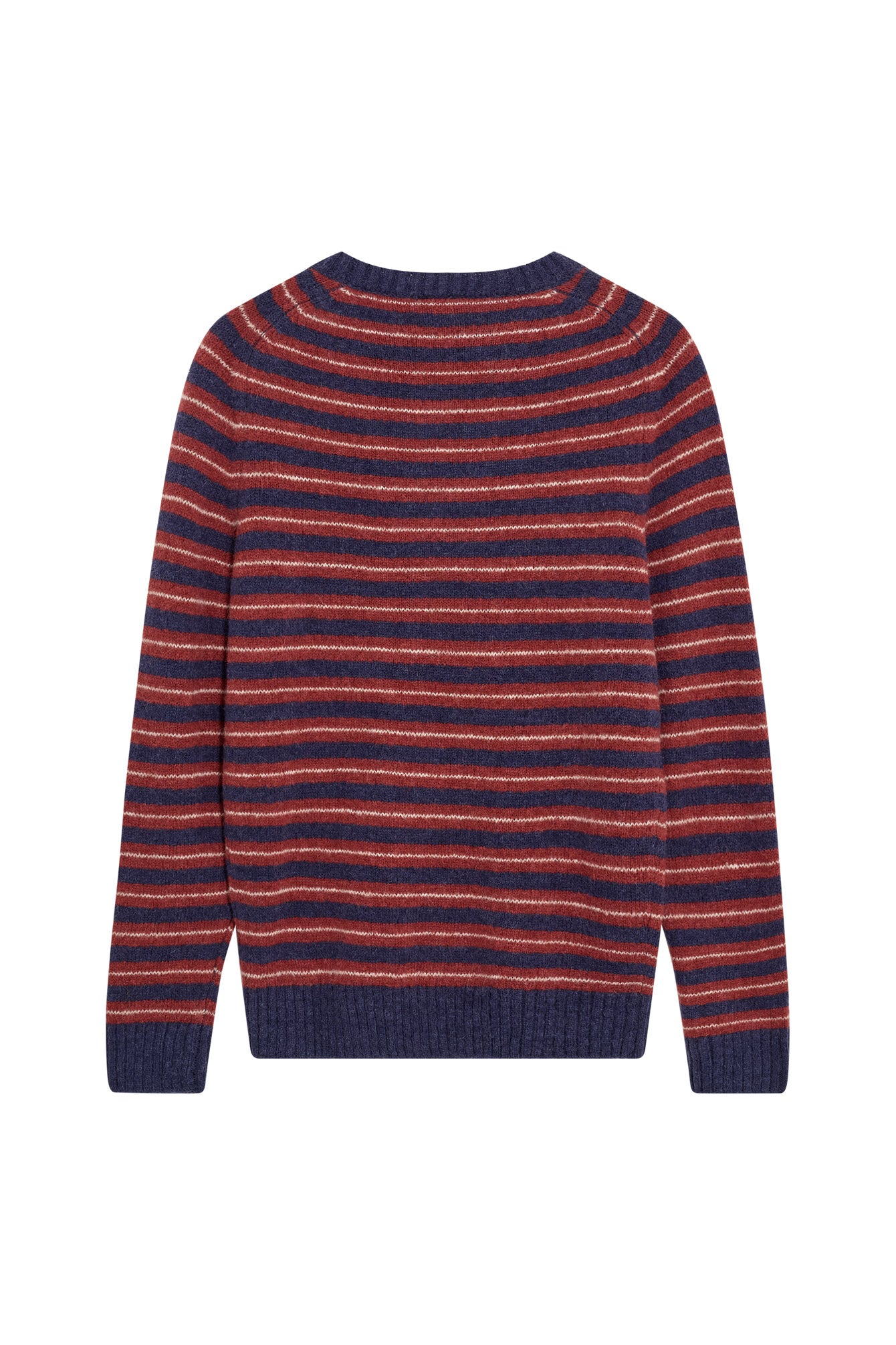 Mos Mosh Carlos Stripe Crew Neck Knit - Indigo Blue Melange