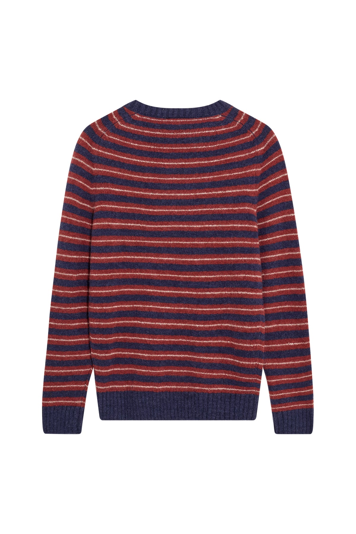 Mos Mosh Carlos Stripe Crew Neck Knit - Indigo Blue Melange