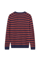 Mos Mosh Carlos Stripe Crew Neck Knit - Indigo Blue Melange