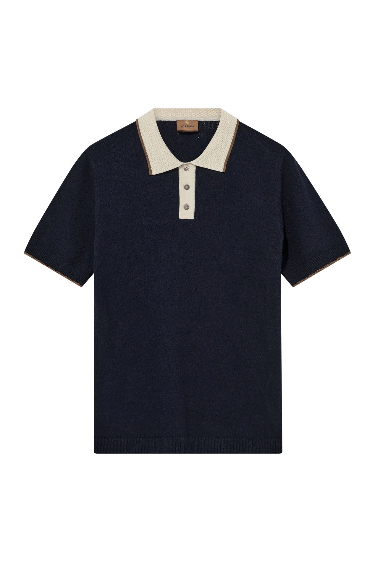 Mos Mosh Francesco Linen Blend Knit Polo - Estate Blue