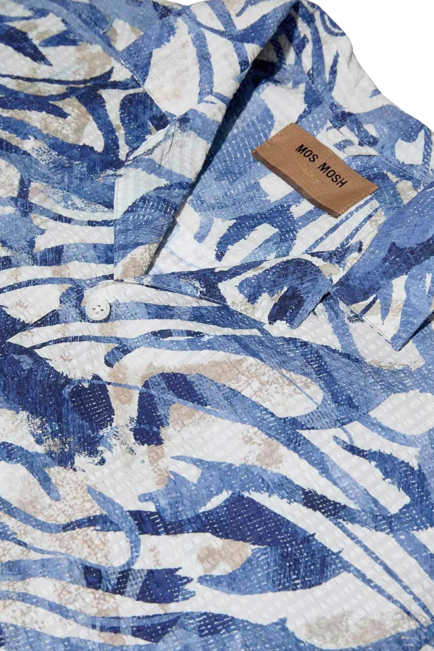 Mos Mosh Joel Common Seer Short Sleeve Shirt - Estate Blue