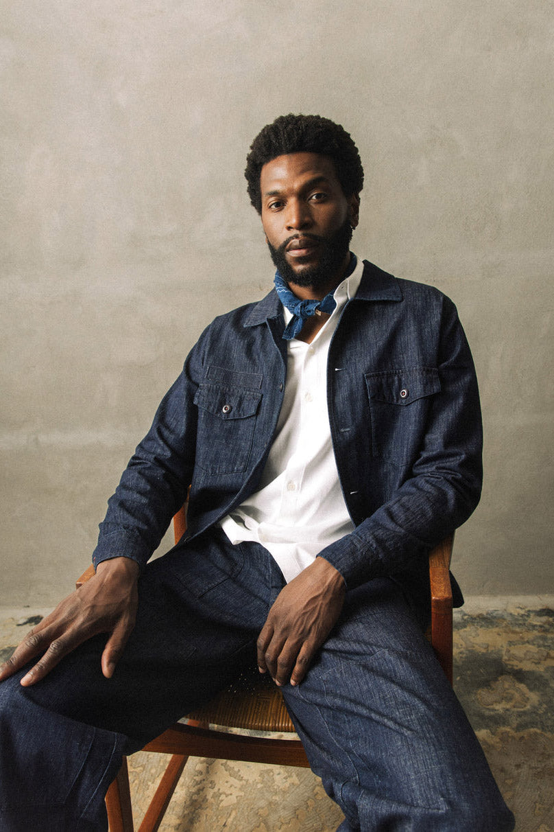 Mos Mosh Marcello Chambray Overshirt - Indigo Blue