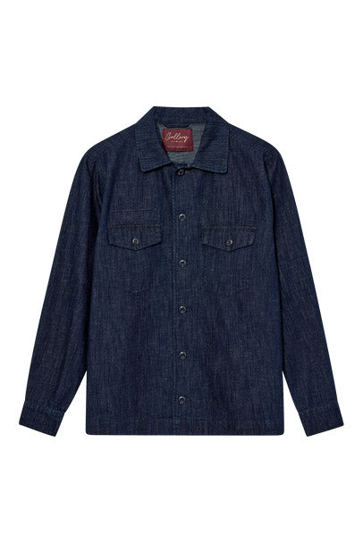 Mos Mosh Marcello Chambray Overshirt - Indigo Blue