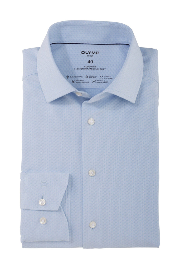 Olymp 24/7 Luxor Modern Fit Dynamic Flex Shirt - Blue