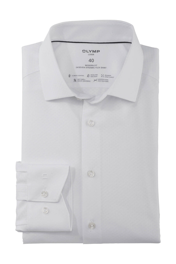 Olymp 24/7 Luxor Modern Fit Dynamic Flex Shirt - White