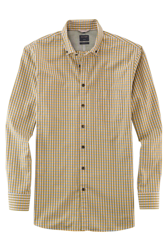 Olymp Casual Modern Fit Check Shirt - Mustard