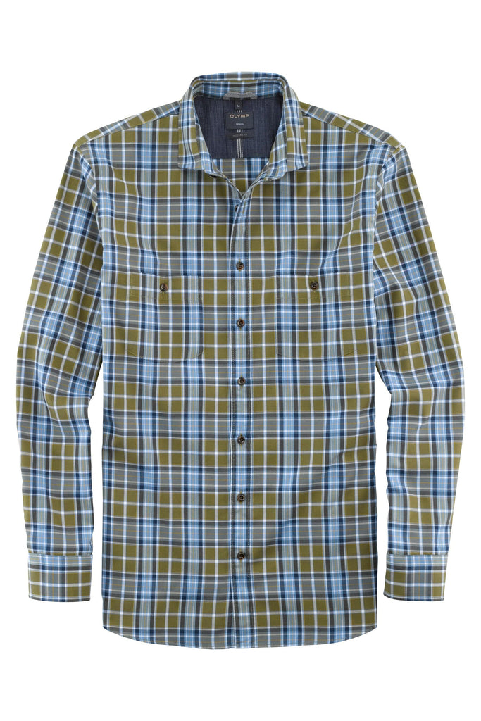 Olymp Casual Modern Fit Check Shirt - Olive