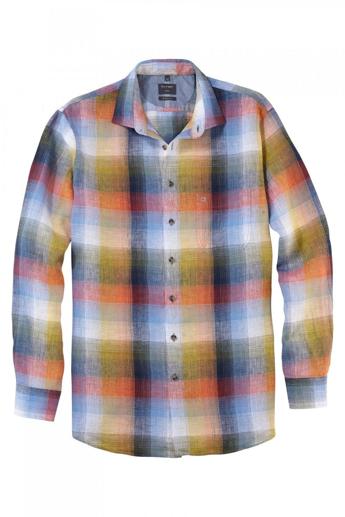 Olymp Casual Modern Fit Linen Check Shirt - Multi