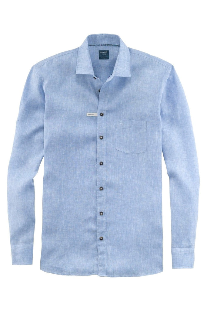 Olymp Casual Modern Fit Linen Shirt - Light Blue