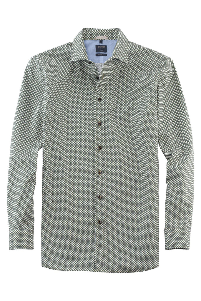 Olymp Casual Modern Fit Print Shirt - Apple Green